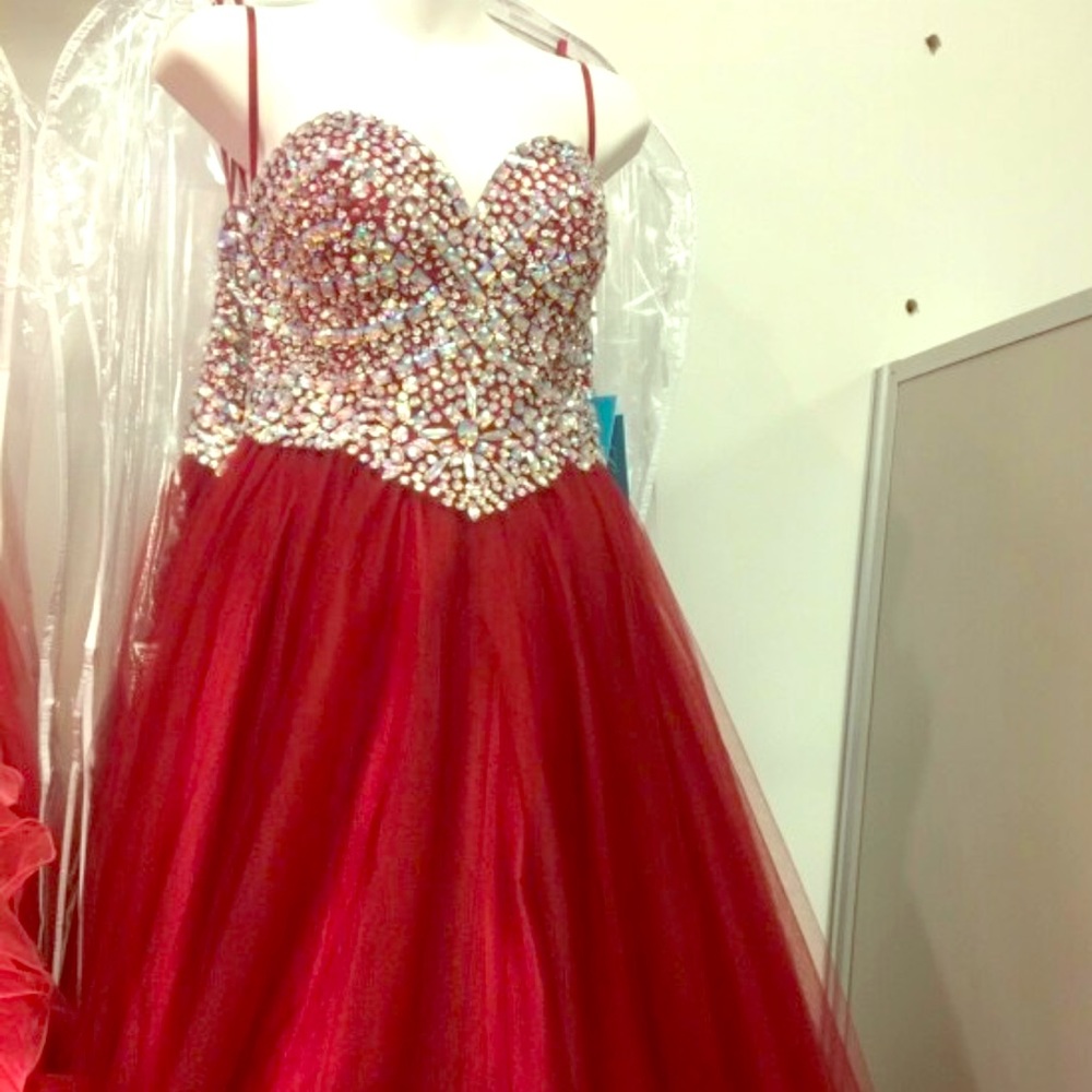 Burgundy gown with corset back